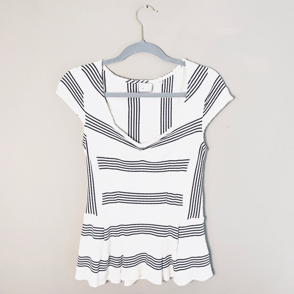 Anthropologie Tops - Anthropologie Postmark Striped Peplum Top